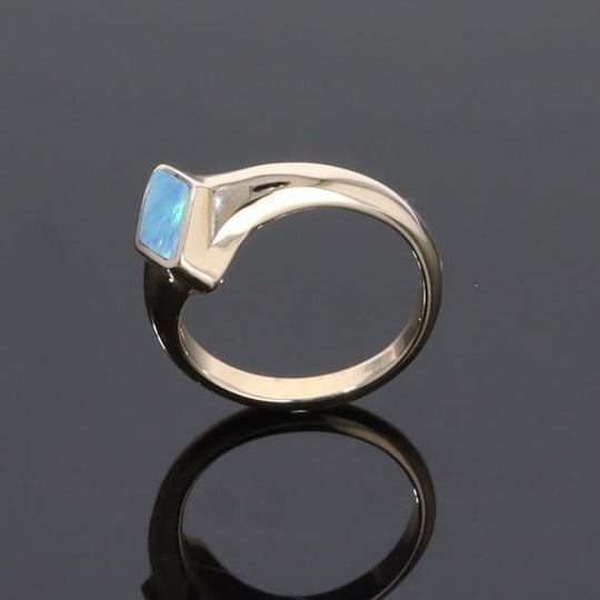 Opal Rings Diamond Shape Inlaid Design
