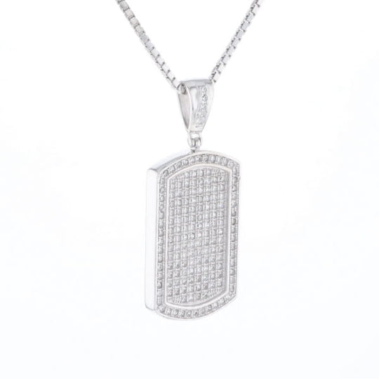 Cubic Zirconia Dog Tag Necklace