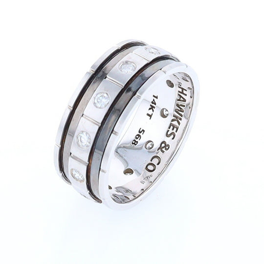 Contemporary Men's Comfort Fit Wedding Band With Diamonds