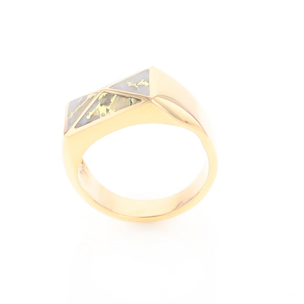 Four Section Gold Quartz Inlaid Men's Ring G2