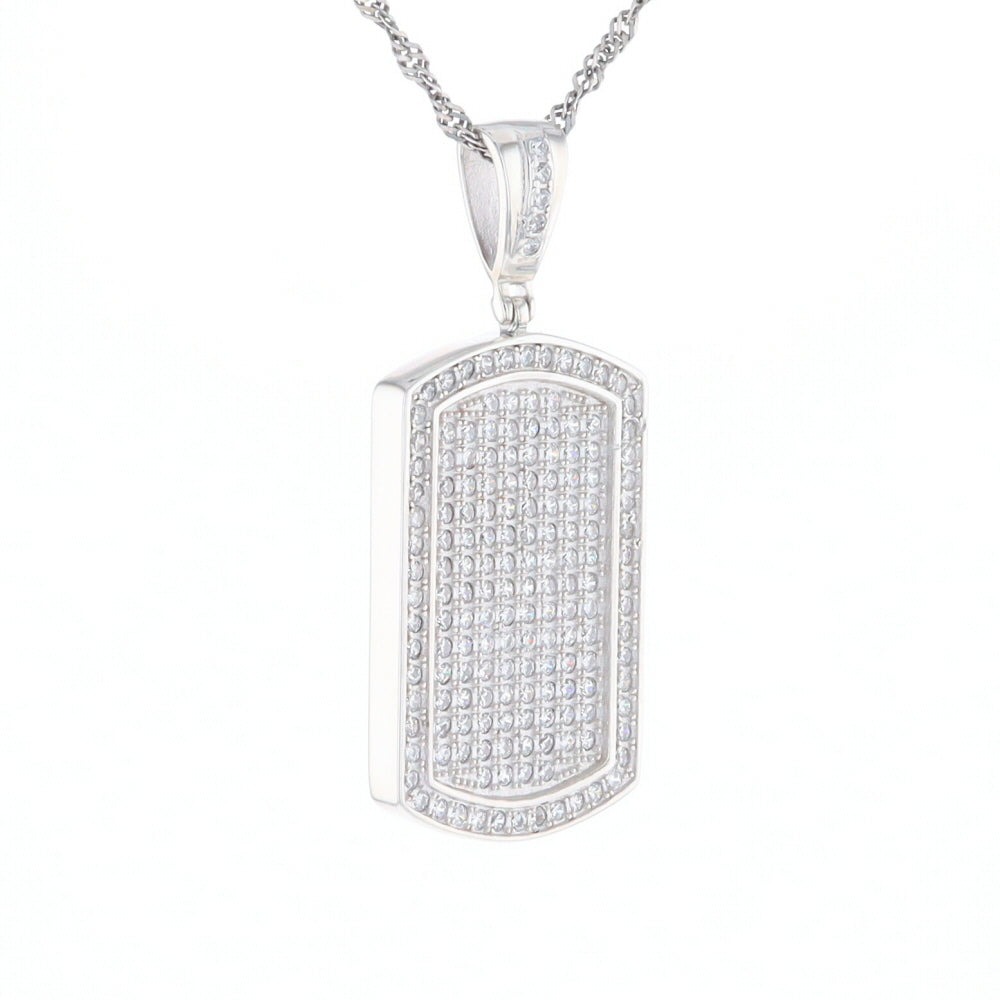 Cubic Zirconia Dog Tag Pendant