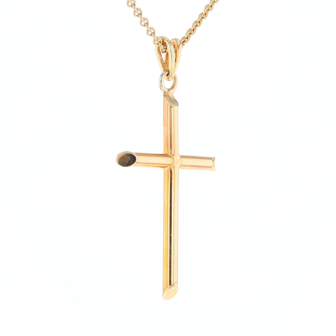 Beveled Edge Tube Cross Pendant