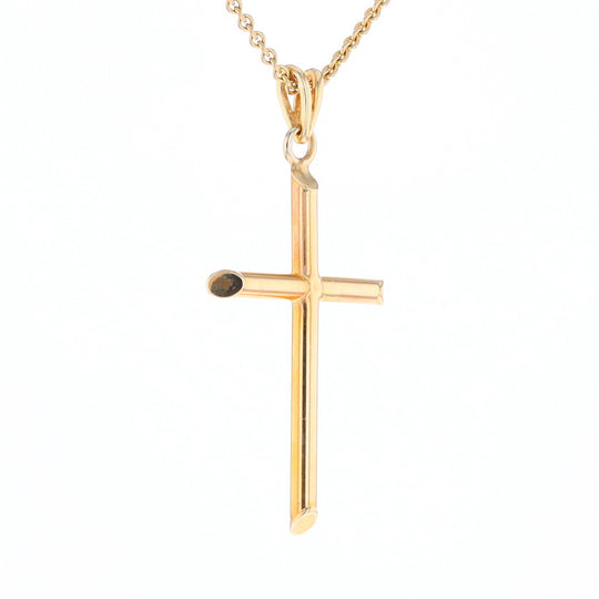 Beveled Edge Tube Cross Pendant