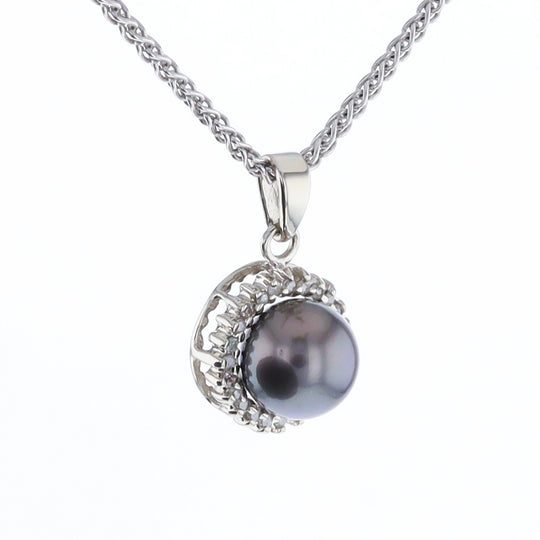 Gray Pearl Halo Pendant