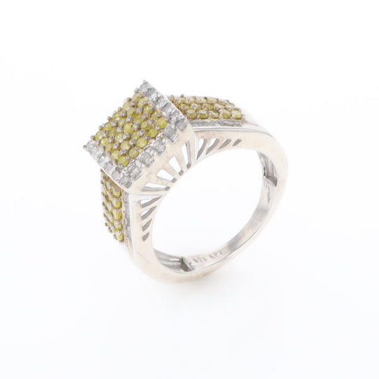 Yellow and White Diamond Filigree Design Ring