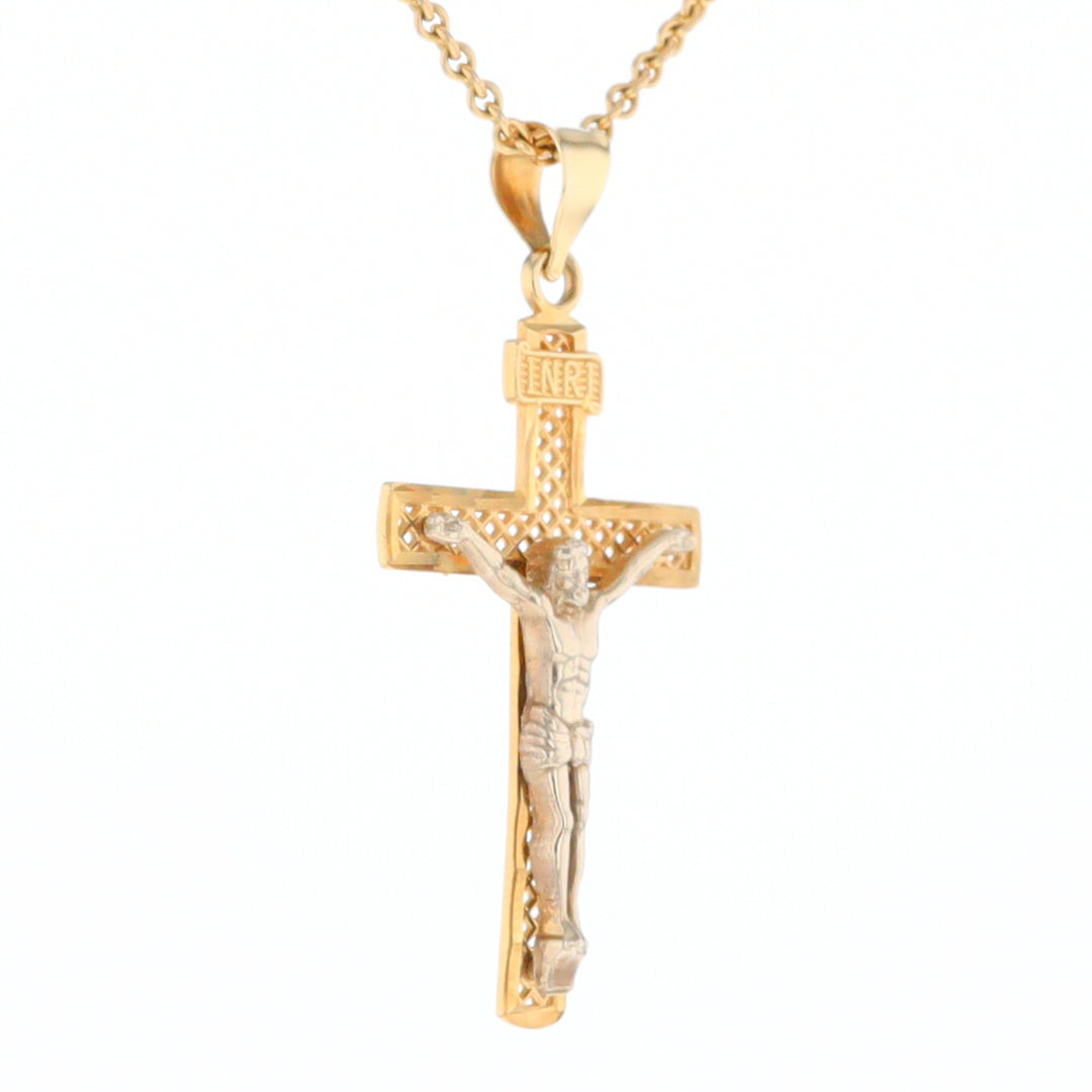 Two Tone Gold Crucifix Pendant