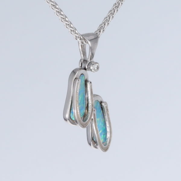 Opal Pendant Sandals Double Inlaid Design with .02ct Round Diamond