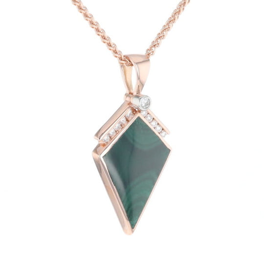 Malachite Kite Shape Inlaid Pendant with 0.19ctw Diamonds