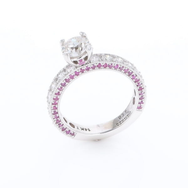 Diamond and Pink Sapphire Engagement Ring