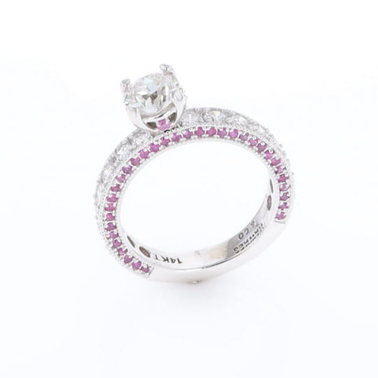 Diamond and Pink Sapphire Engagement Ring