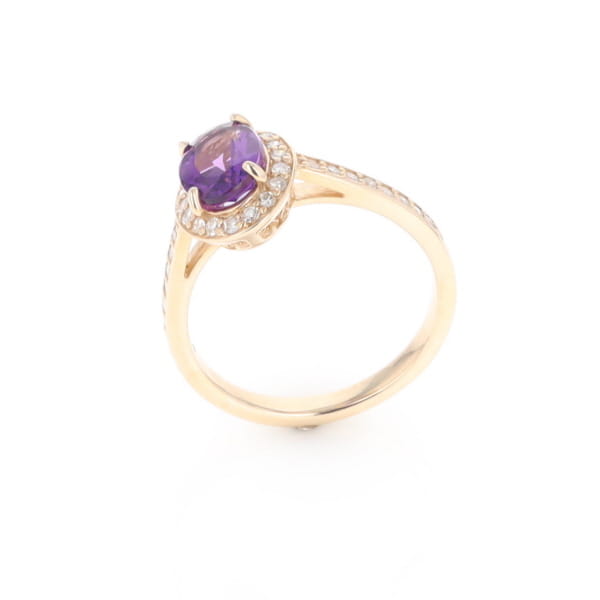 Oval Amethyst with Diamond Halo Ring