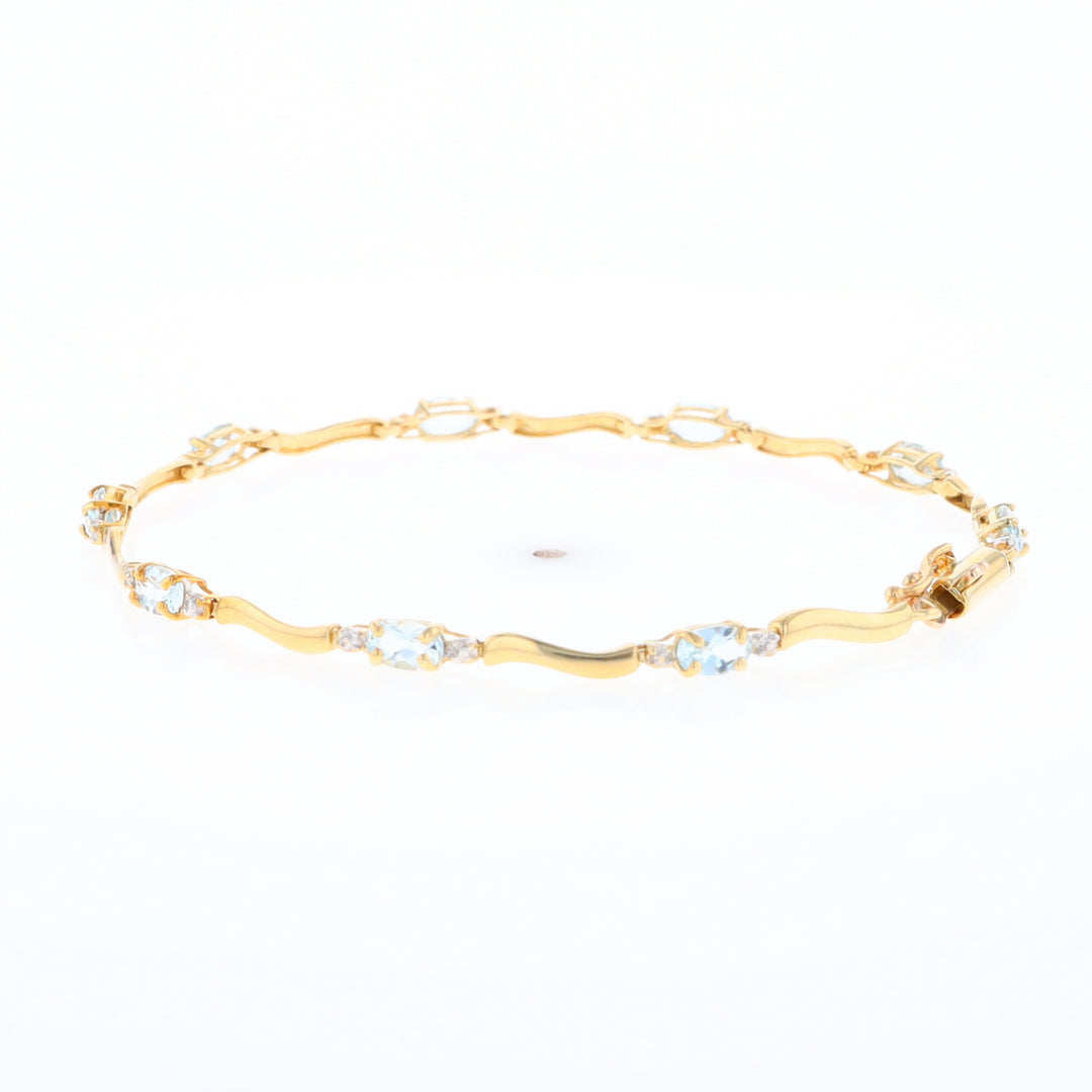 Aquamarine and Diamond Tennis Bracelet