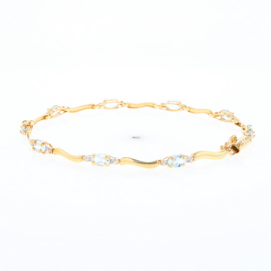 Aquamarine and Diamond Tennis Bracelet