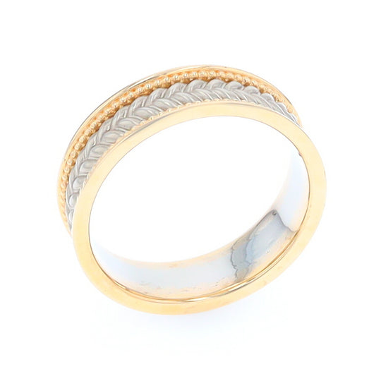 Braided White and Yellow Gold Men's Ring