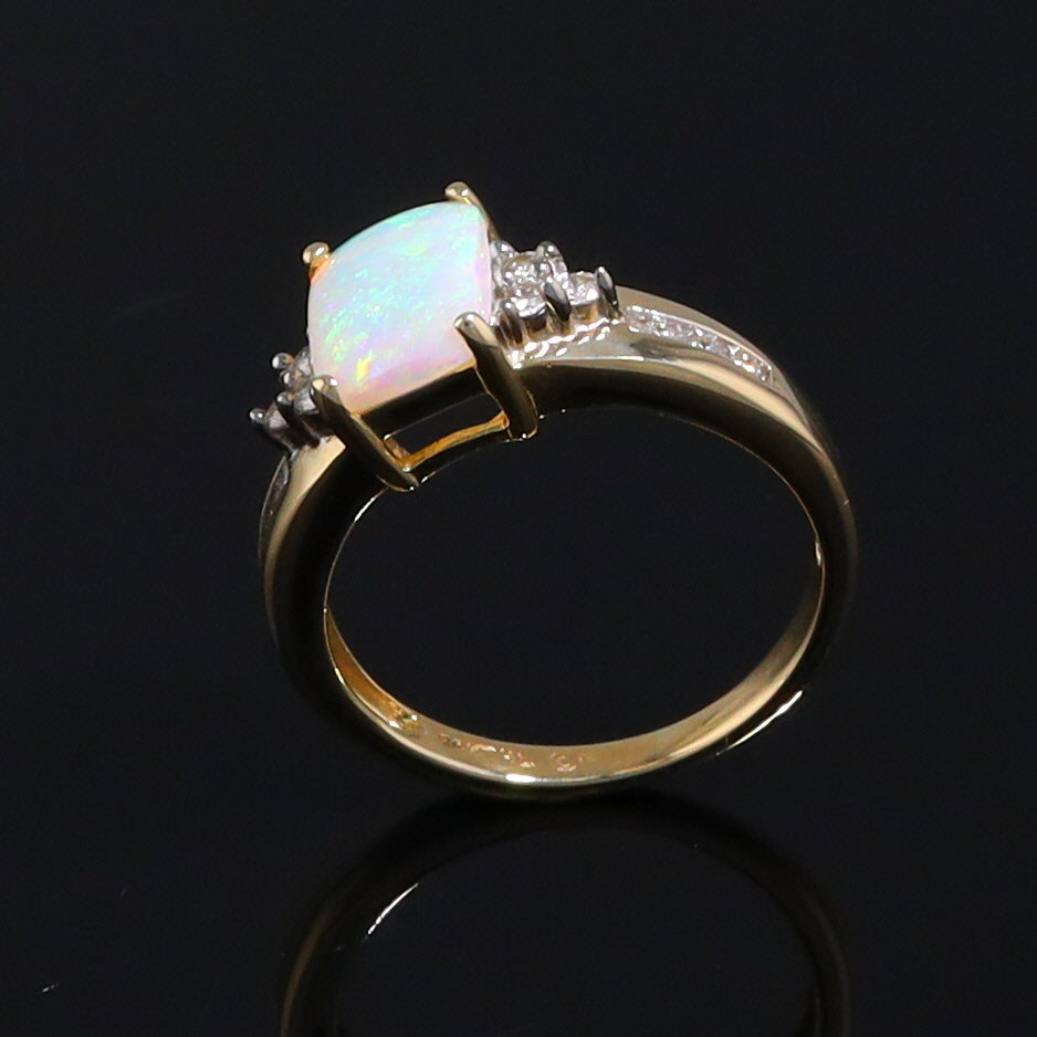 Rectangular Opal Ring with Diamond Accents