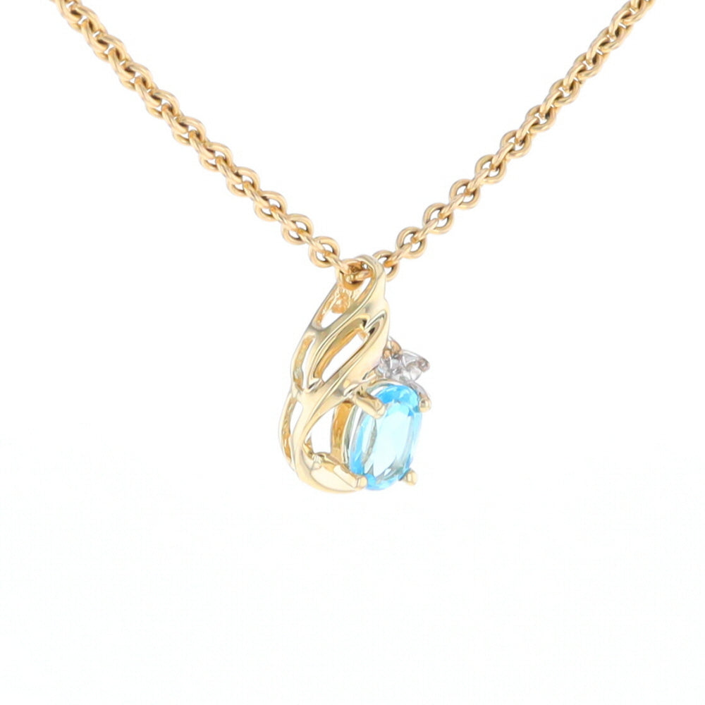 Pear Blue Topaz Diamond Pendant