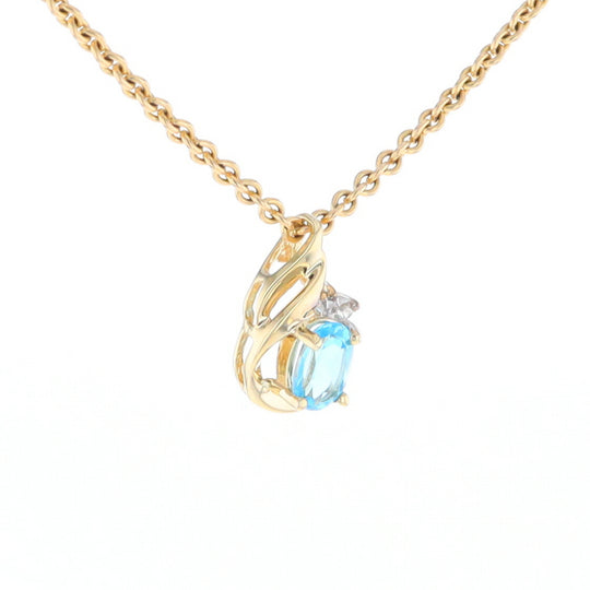 Pear Blue Topaz Diamond Pendant