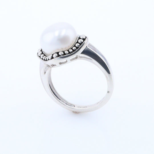 Pearl with Milgrain Halo Ring