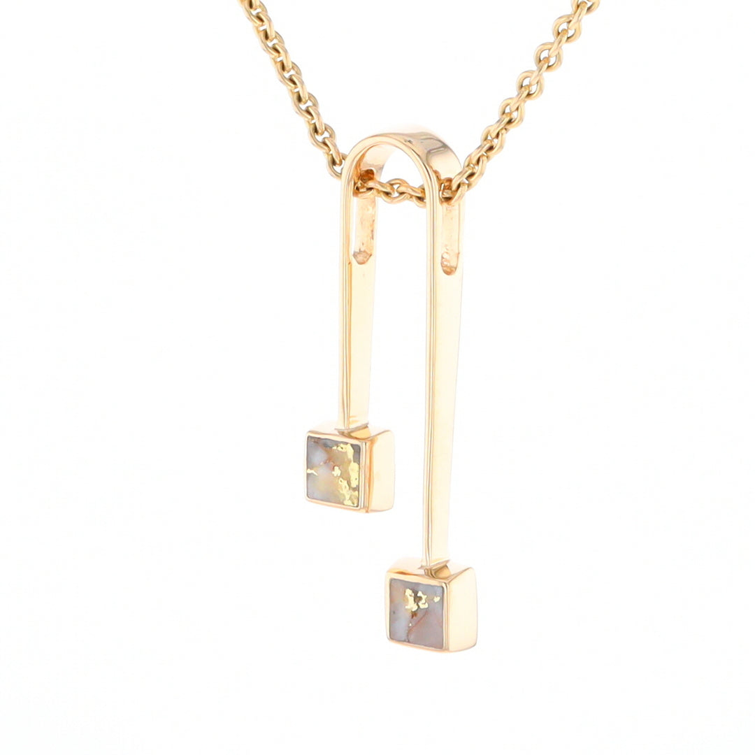 Gold Quartz 2 Square Curved Bar Pendant