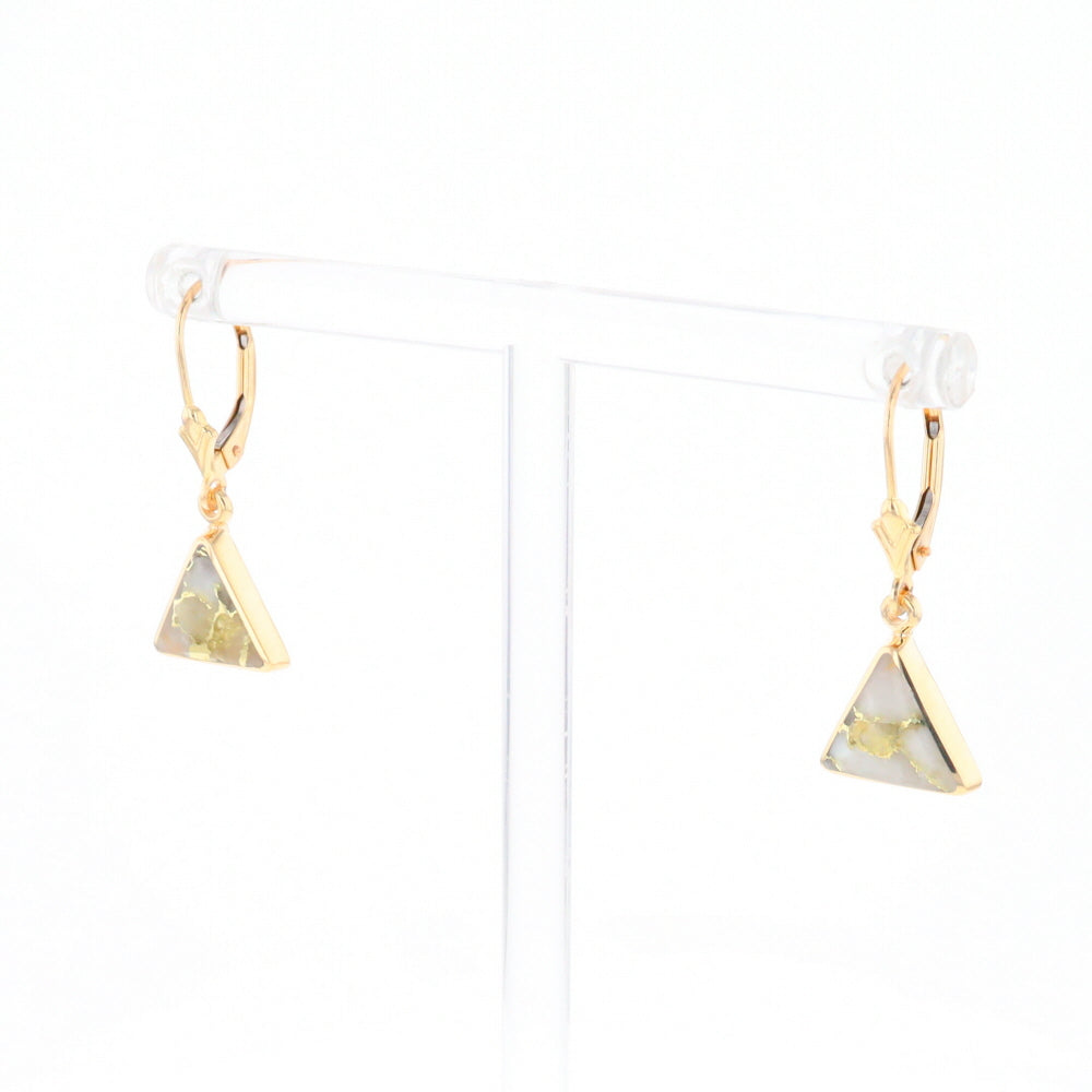 Gold Quartz Triangle Inlaid Earrings - G2