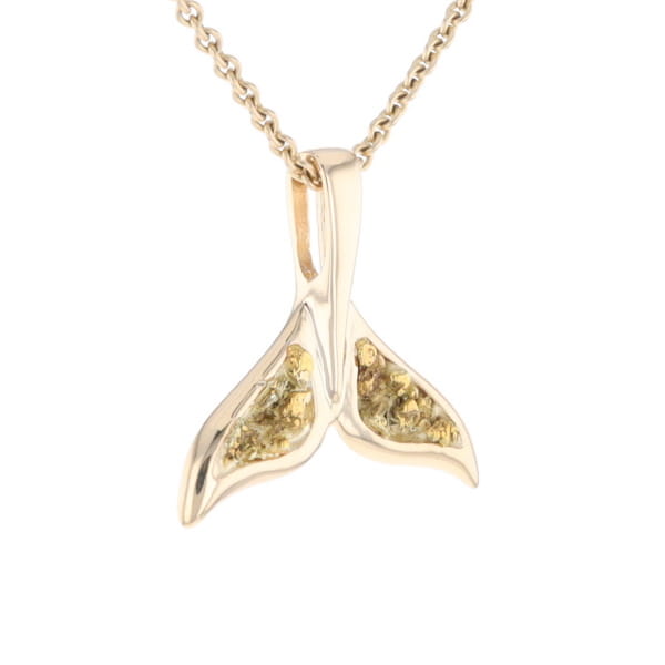 Whale Tail Natural Nuggets Double Inlaid Sea Life Pendant