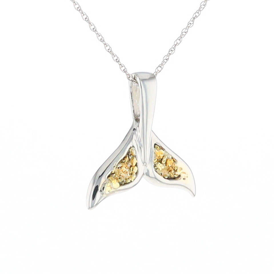 Whale Tail Necklaces Natural Nuggets Double Inlaid Sea Life Pendant