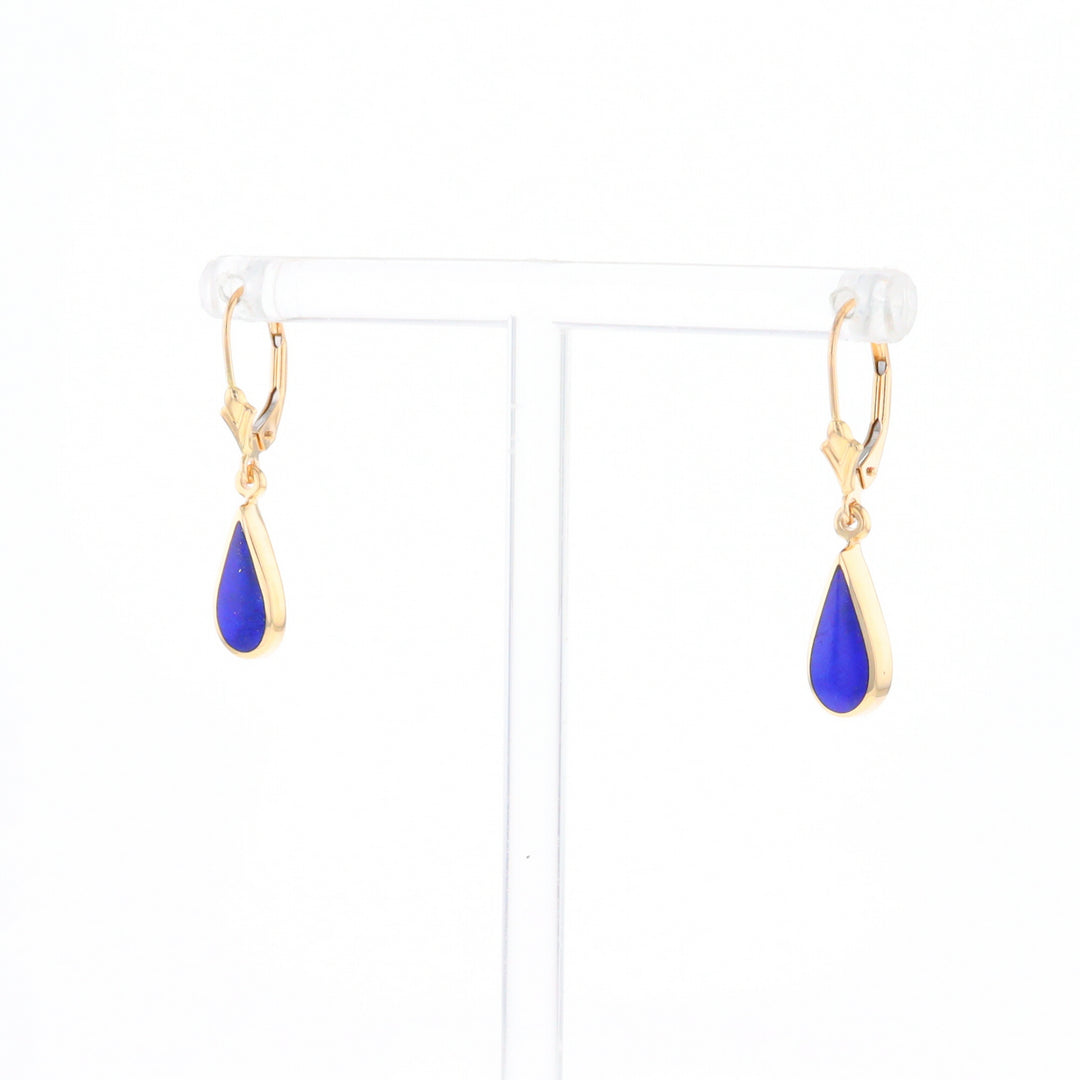 Lapis Tear Drop Inlaid Lever Backs