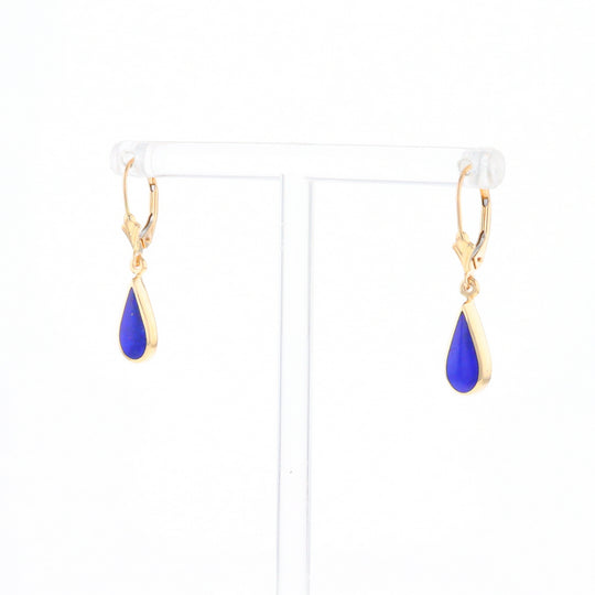 Lapis Tear Drop Inlaid Lever Backs