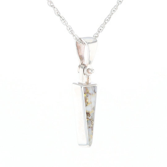 Gold Quartz Upside Down Triangle Pendant