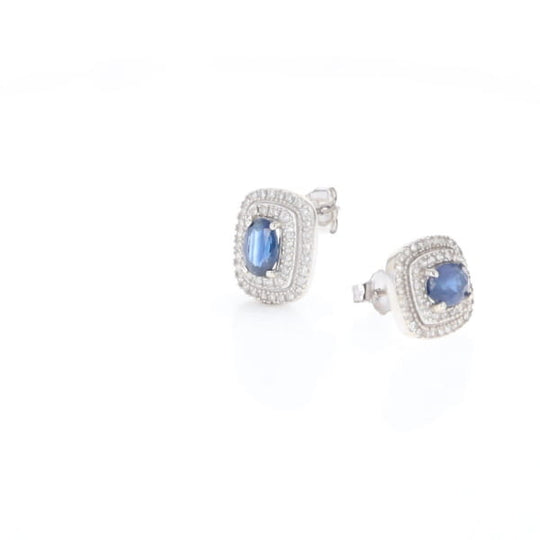 Double Halo Sapphire Earrings