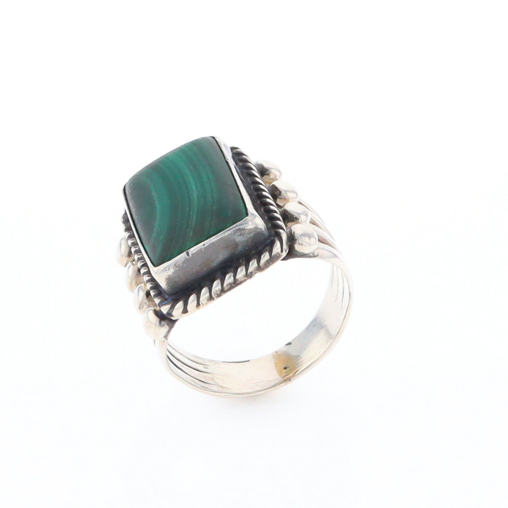 Native Rectangle Malachite Ring