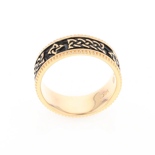 Celtic Knot Black and Gold Wedding Band