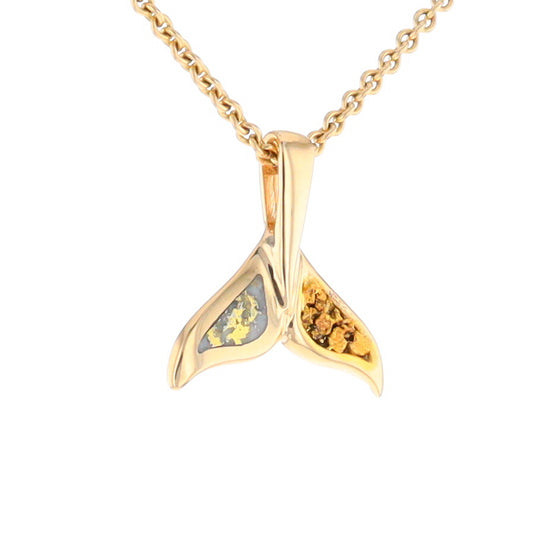 Whale Tail Necklaces Natural Gold Quartz and Nuggets Inlaid Pendant