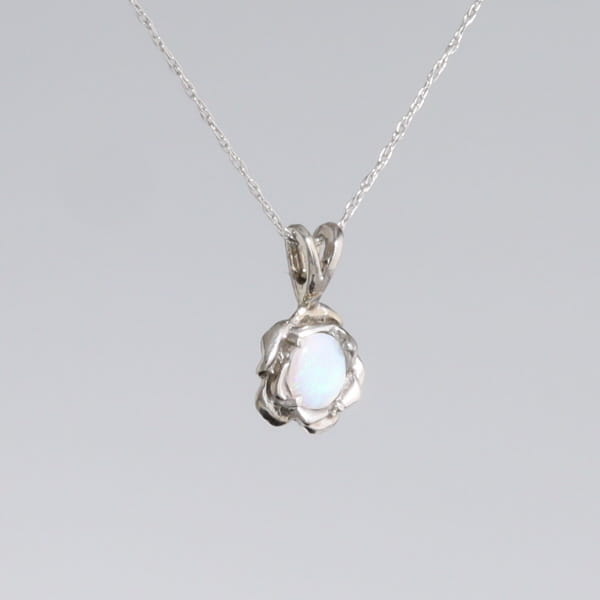 White Opal Flower Pendant