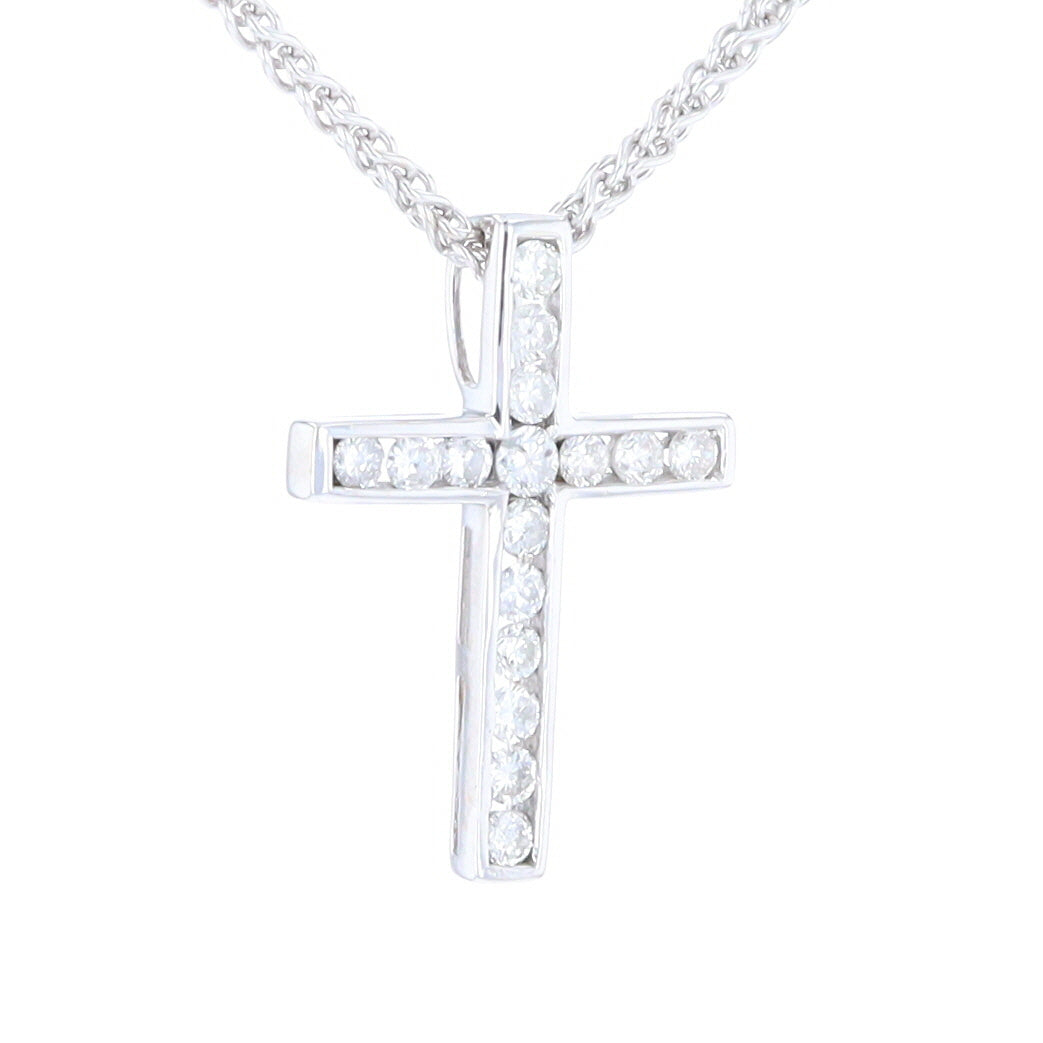 Channel Set Diamond Cross Pendant