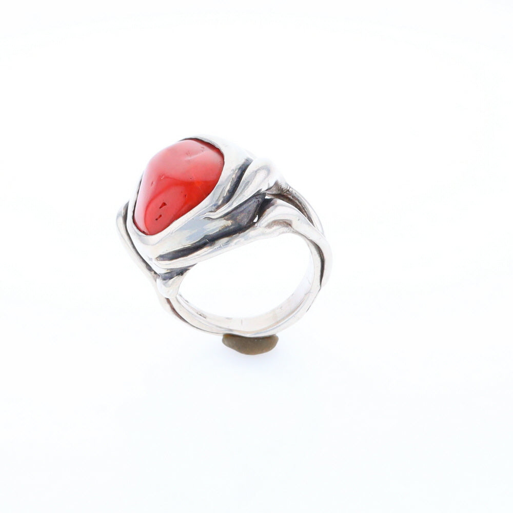 Native Oval Coral Free Form Ring