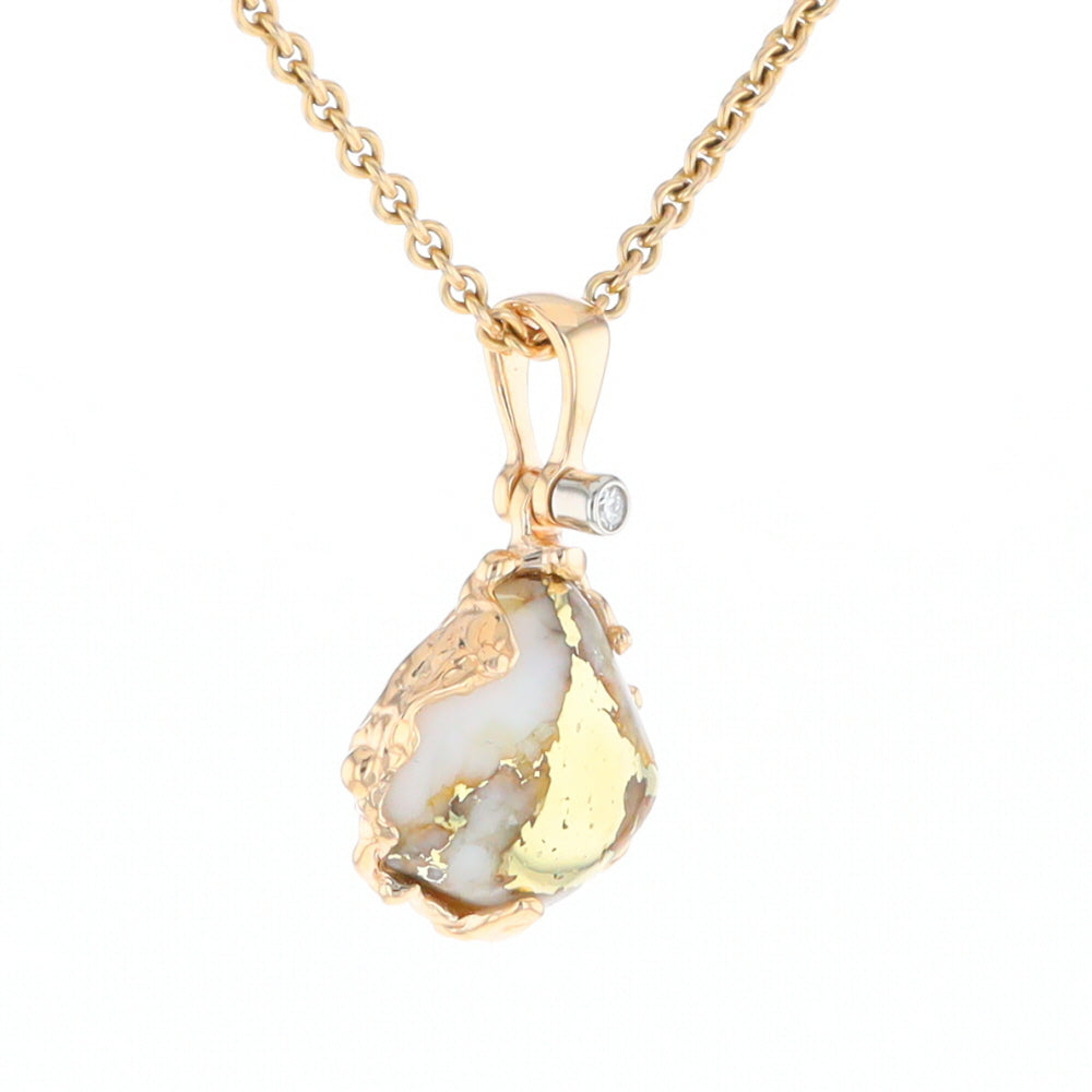 Gold Quartz Freeform Pendant