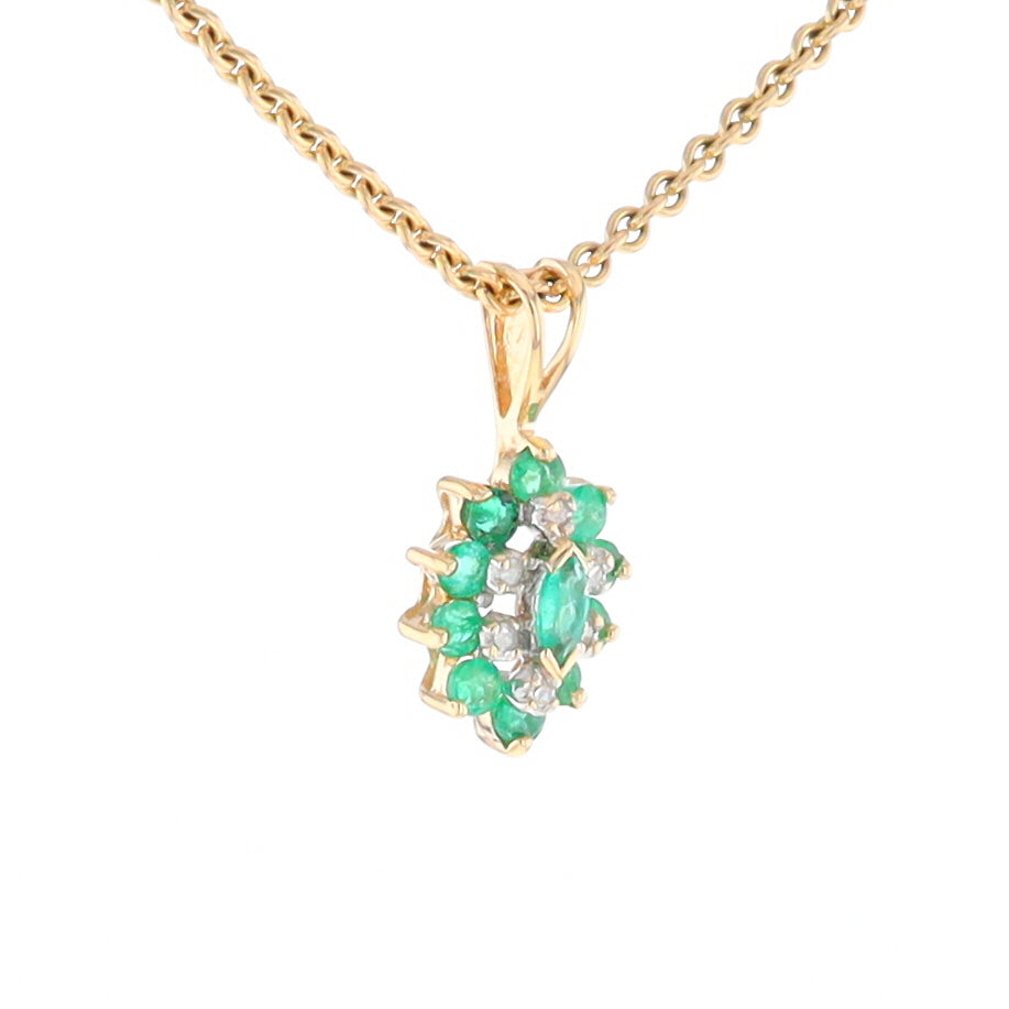 Marquise Shaped Emerald and Diamond Pendant