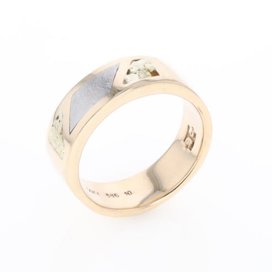 Meteorite Ring, Center Inlaid & Natural Nugget Sides