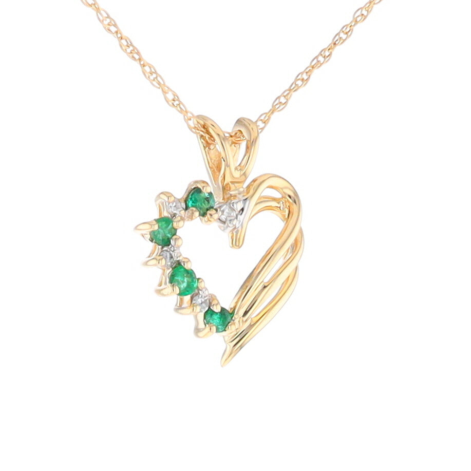 Open Heart Emerald and Diamond Pendant