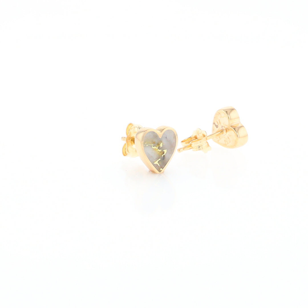 Gold Quartz Heart Stud Earrings - G2