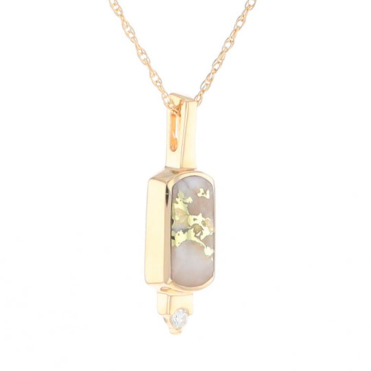 Gold Quartz Pendant with 0.04ctw Diamond Accent