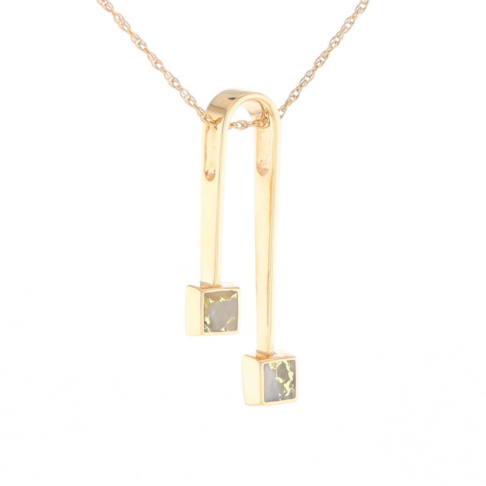 Gold Quartz 2 Square Curved Bar Pendant