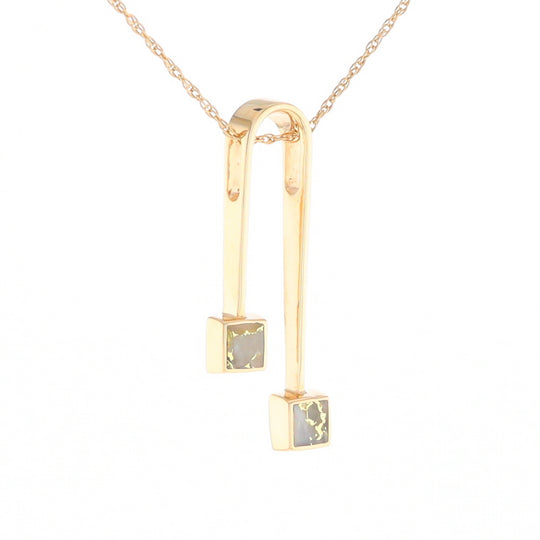 Gold Quartz 2 Square Curved Bar Pendant