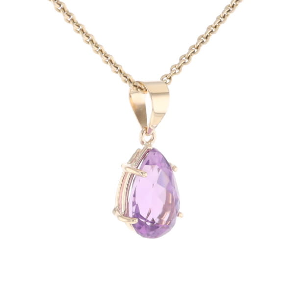 Pear Solitaire Amethyst Pendant
