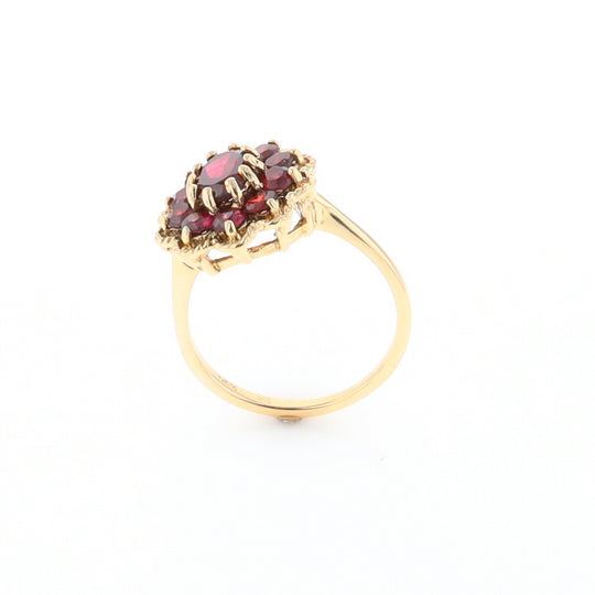 Floral Cluster Garnet Ring