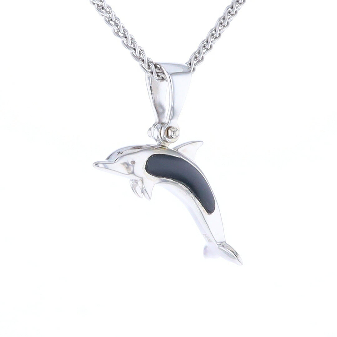 Onyx Inlaid Dolphin Pendant