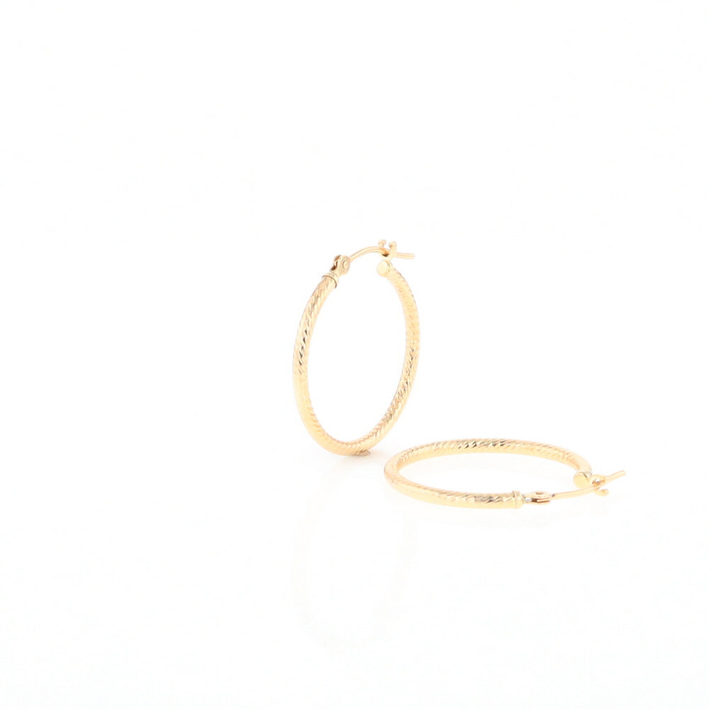 Gold Ribbed Hoop Earrings