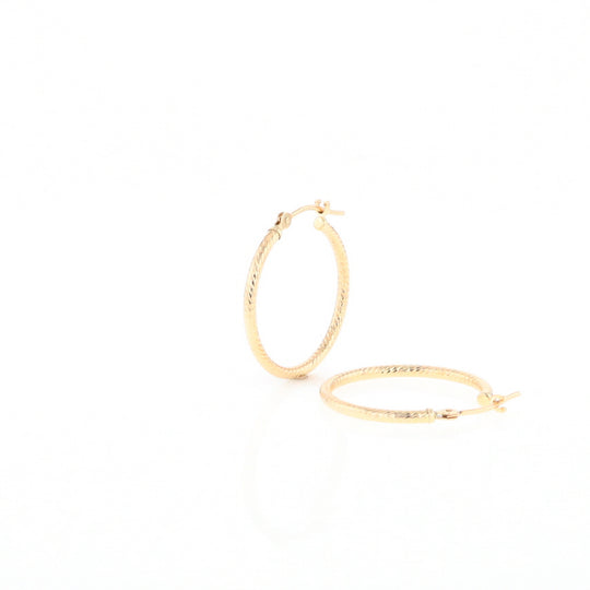 Gold Ribbed Hoop Earrings