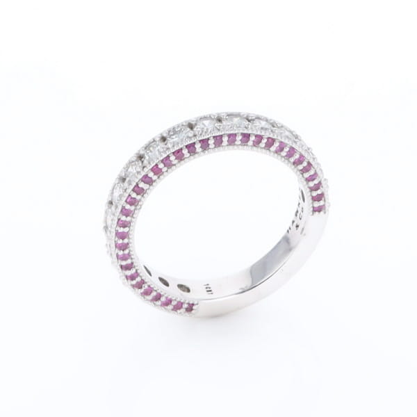 Diamond and Pink Sapphire Wedding Band